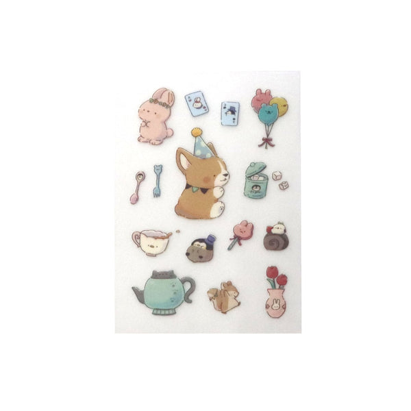 Irodo Fabric Transfer Sticker (No Iron-On Required) - Corgis and Sweets 90199 (Pack of 5) | papermindstationery.com