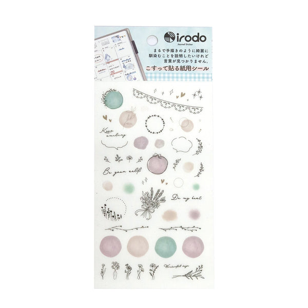 scratch and stick Irodo Paper Transfer Stickers - Circle into your diary book