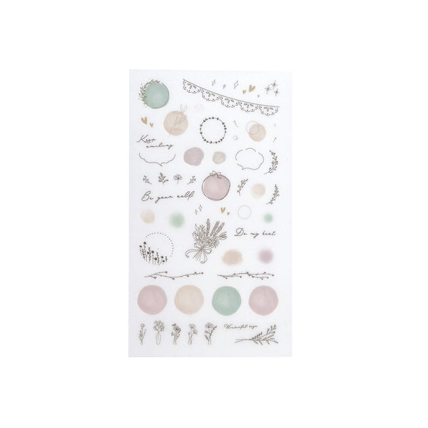 scratch and stick Irodo Paper Transfer Stickers - Circle into your diary book