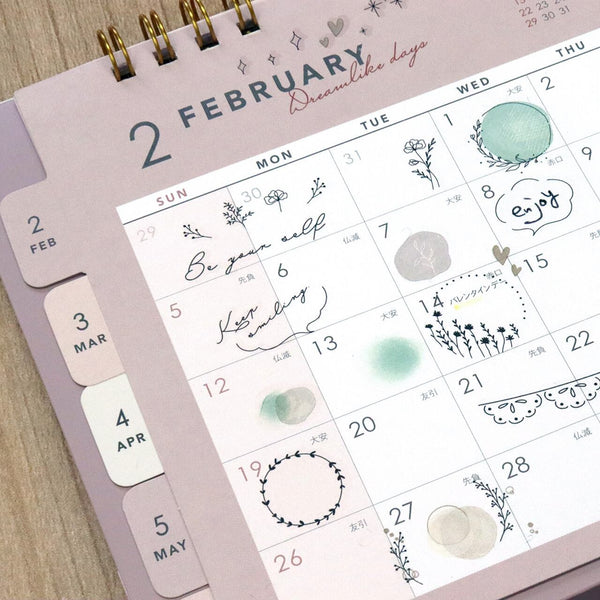 Irodo Paper Transfer Sticker Sheet Set of 4 - Animal Decor Cat, Long-tailed Tit, Sheep & Circle Decor