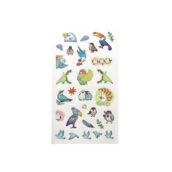 Sheet of colorful bird stickers - Irodo Paper Transfer Stickers - Bird