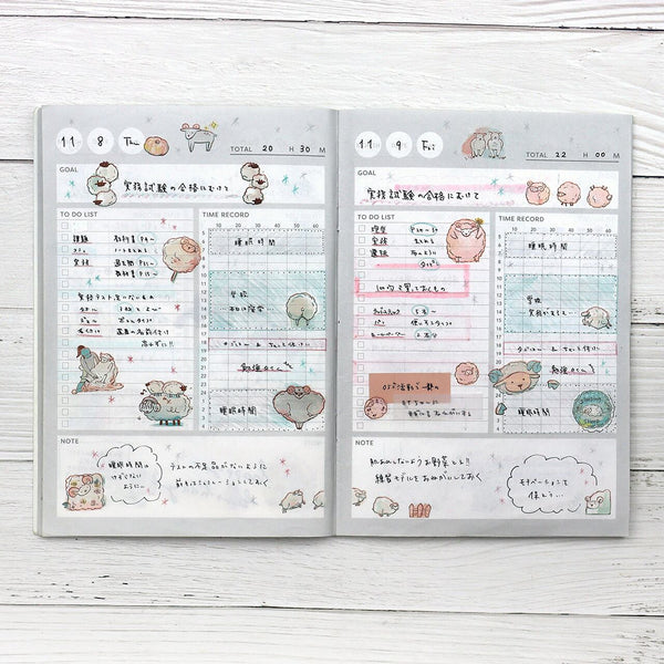 decorative your diary book with Irodo Paper Transfer Stickers -  cutie sheep 90527