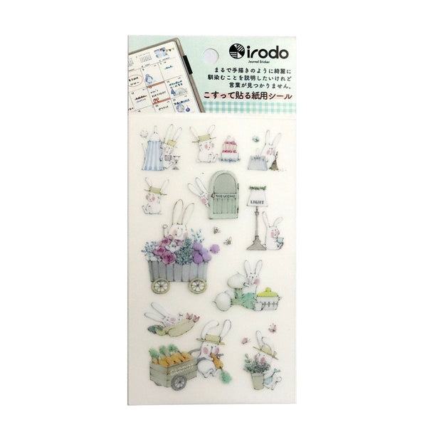 Irodo Paper Transfer Stickers - White Bunny Rabbit 90533 - Papermind Stationery