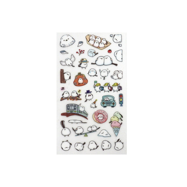 Irodo Paper Transfer Stickers - Long-tailed Tit Bird シマエナガ 90547