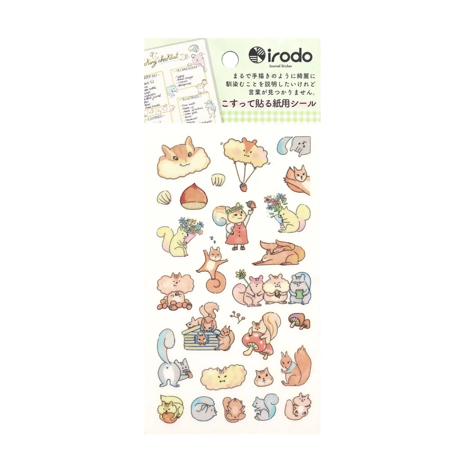 Irodo Journal Transfer Stickers Sheet - Risu Squirrel 90549 (Pack of 5 ...