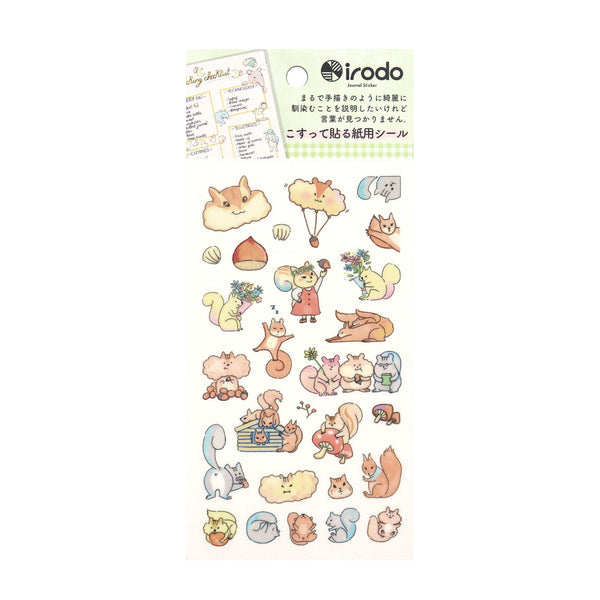 Irodo Paper Transfer Stickers - Cute Squirrel リス 90549