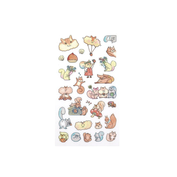 Decorate your journal book with Irodo Paper Transfer Stickers - Cute Squirrel リス 90549
