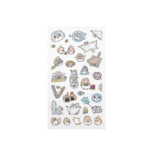 Irodo Paper Transfer Sticker Sheet Set of 4 - Animal Flying Squirrel, Ermine, Otter & Deer