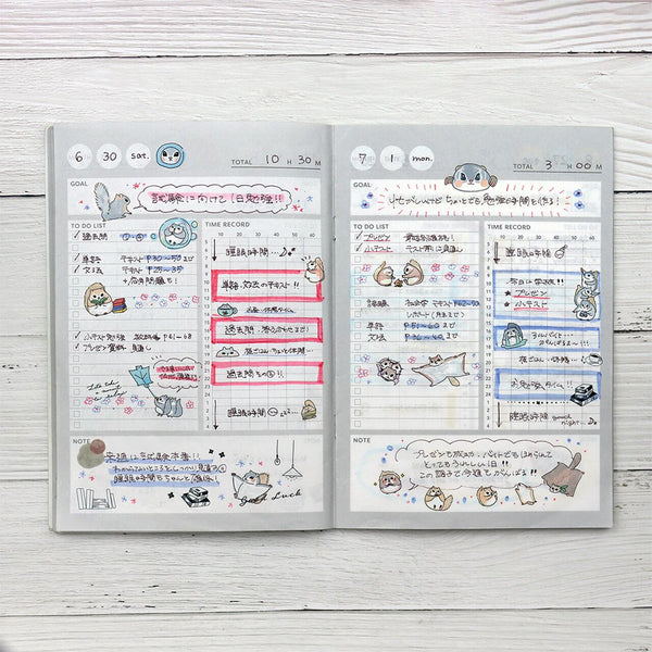 Irodo Paper Transfer Sticker Sheet Set of 4 - Animal Flying Squirrel, Ermine, Otter & Deer