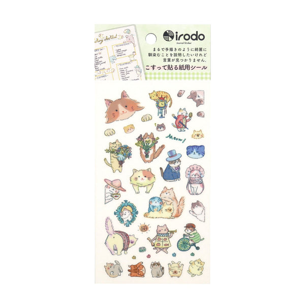 Irodo Paper Transfer Stickers - Cute Long Hair Cat 90552 - Papermind Stationery