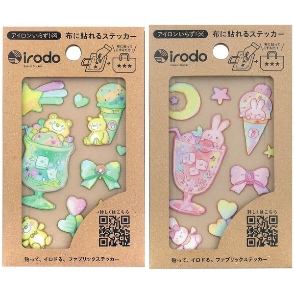 Irodo Fabric Transfer Sticker Set of 2 - Mint Bear & Pink Rabbit