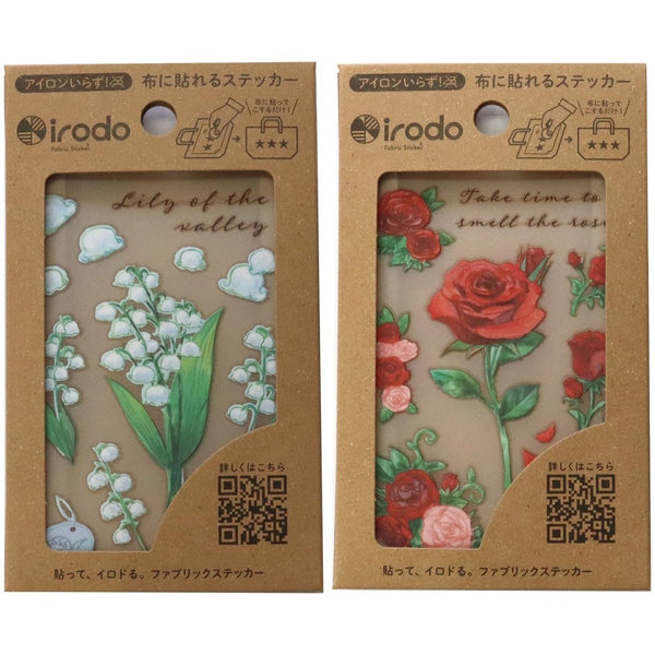 Irodo Fabric Transfer Sticker Set of 2 - White Lily & Red Roses