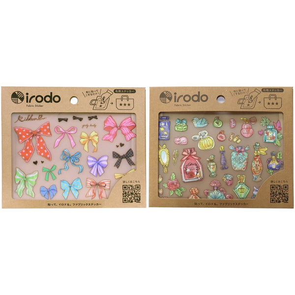 Irodo Fabric Transfer Sticker Set of 2 - Ribbon & Perfume Bottle