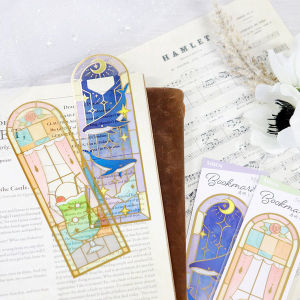 Kamiiso SAIEN Transparent Bookmark - Whale (Pack of 10) | papermindstationery.com