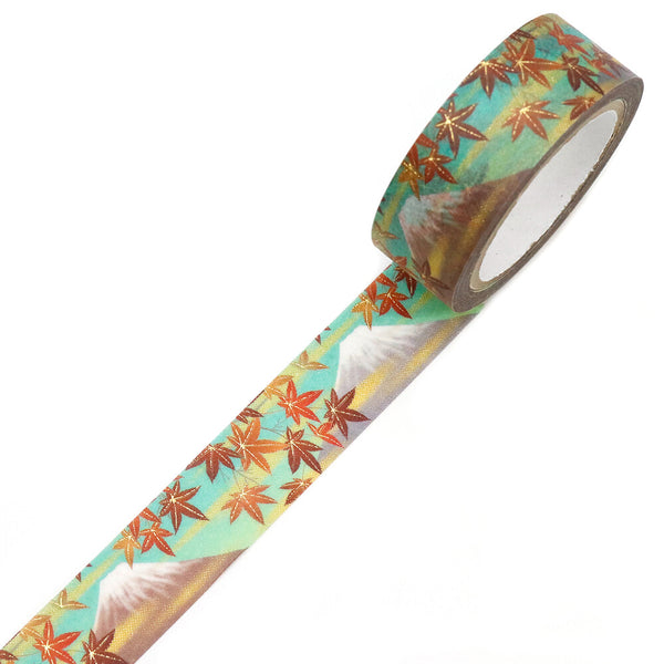 Kamiiso Sansyo 15mm Washi Tapes Set of 2 - Kimono Fuji Autumn & Fuji Plum Blossoms