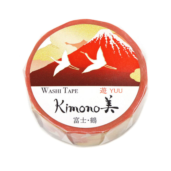 Kamiiso Sansyo 15mm Washi Tape - Kimono Fuji & White Crane GR2065 | papermindstationery.com