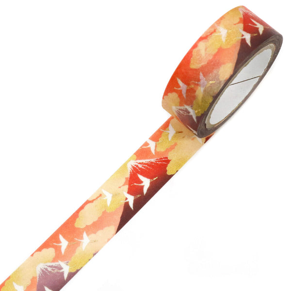 Kamiiso Sansyo 15mm Washi Tape - Kimono Fuji & White Crane GR2065 | papermindstationery.com