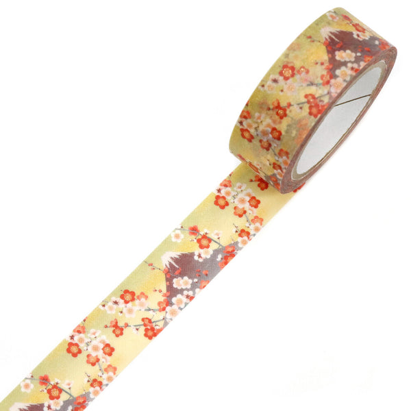 Kamiiso Sansyo 15mm Washi Tapes Set of 2 - Kimono Fuji Autumn & Fuji Plum Blossoms