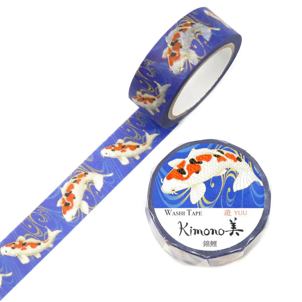 Kamiiso Sansyo 15mm Washi Tape - Kimono Nishikigoi Koi Fish GR2073