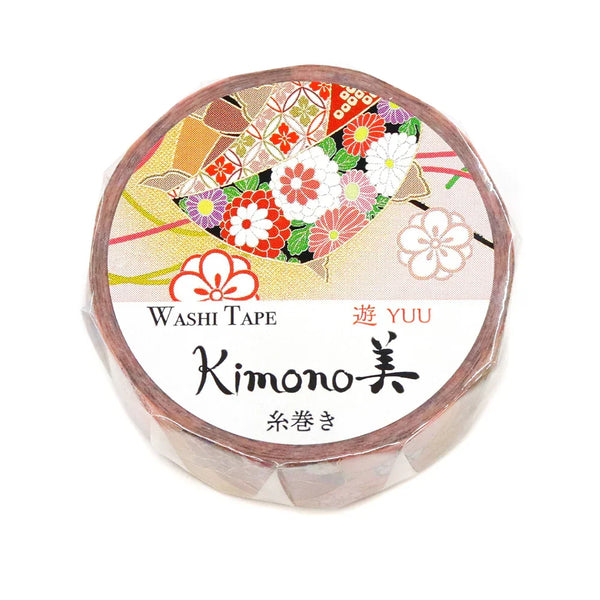 Kamiiso Kimono Bi Washi Masking Tape - Itomaki (Thread Spool), 15mm x 7m roll