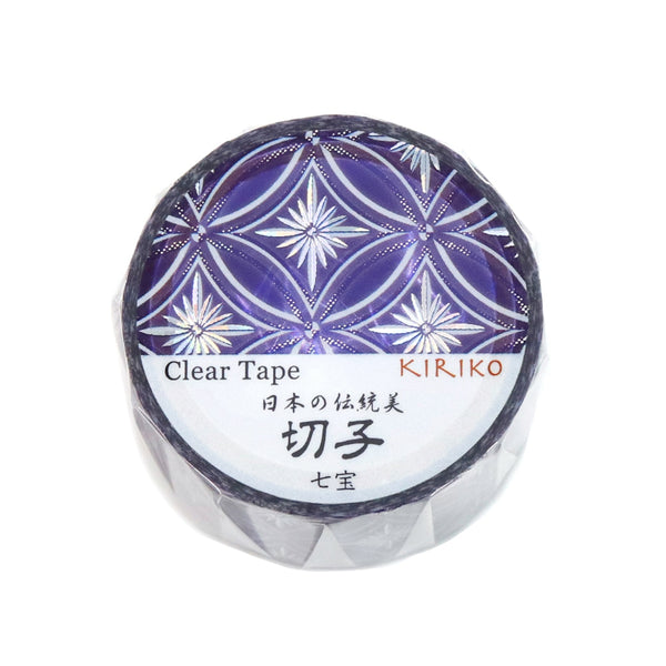 Kamiiso Japanese Traditional Beauty Kiriko (KIRIKO) Clear Tape - Shippo (Seven Treasures), 20mm x 3m roll, Hologram Foil (Pack of 10) | papermindstationery.com