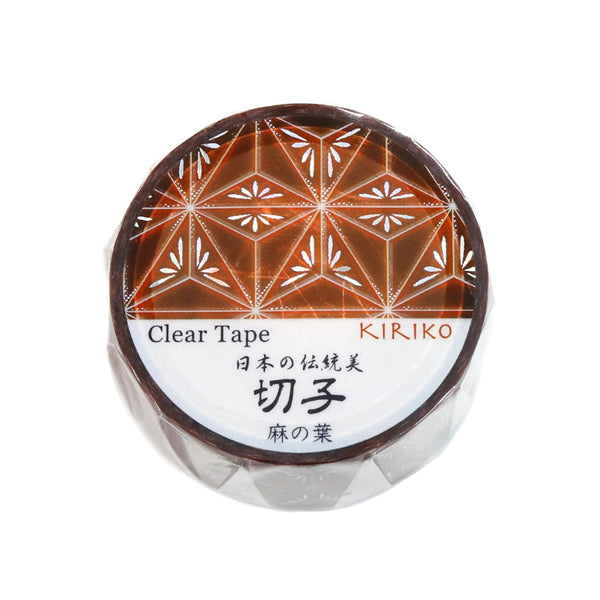 Kamiiso Japanese Traditional Beauty Kiriko (KIRIKO) Clear Tape - Asanoha (Hemp Leaf), 20mm x 3m roll, Hologram Foil (Pack of 10) | papermindstationery.com