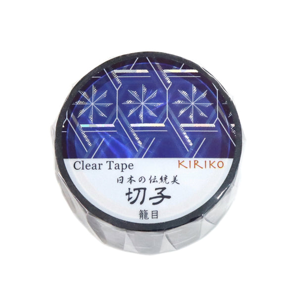 Kamiiso Japanese Traditional Beauty Kiriko (KIRIKO) Clear Tape - Kagome (Basket Weave), 20mm x 3m roll, Hologram Foil (Pack of 10) | papermindstationery.com