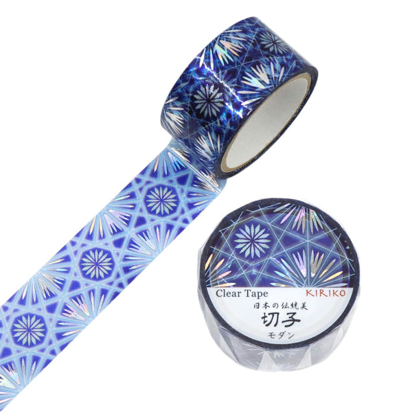 Kamiiso Japanese Traditional Beauty Kiriko (KIRIKO) Clear Tape - Modern, 20mm x 3m roll, Hologram Foil (Pack of 10) | papermindstationery.com