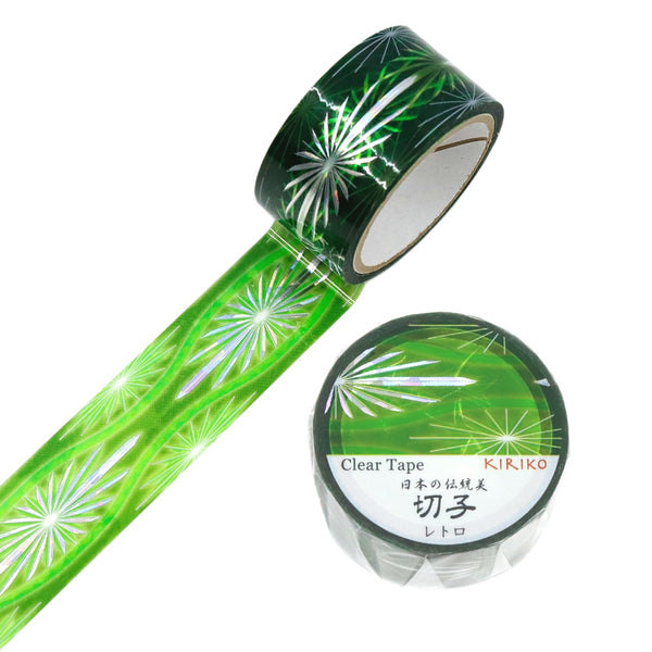 Kamiiso Japanese Traditional Beauty Kiriko (KIRIKO) Clear Tape - Retro, 20mm x 3m roll, Hologram Foil (Pack of 10) | papermindstationery.com