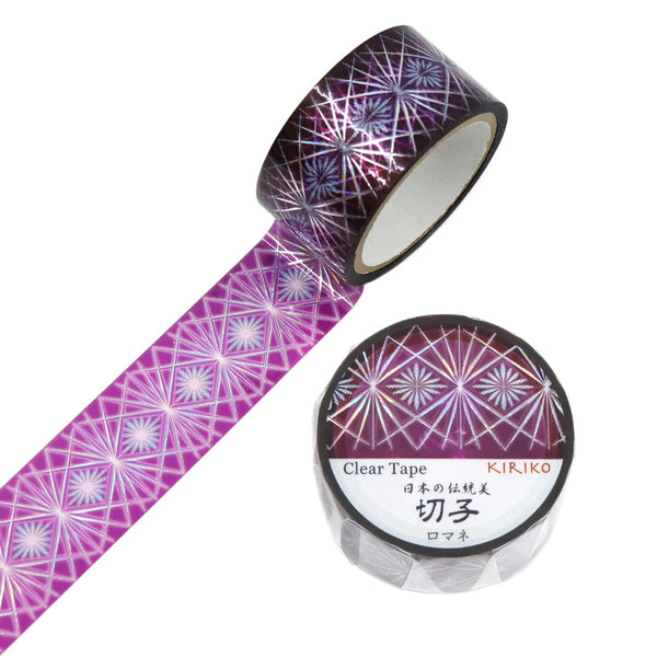 Kamiiso Japanese Traditional Beauty Kiriko (KIRIKO) Clear Tape - Romane, 20mm x 3m roll, Hologram Foil (Pack of 10) | papermindstationery.com