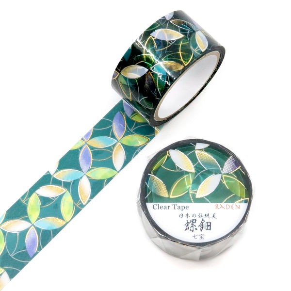 Kamiiso 20mm Clear Tape Traditional Japanese Beauty, Raden Shippo (Pack of 10) | papermindstationery.com