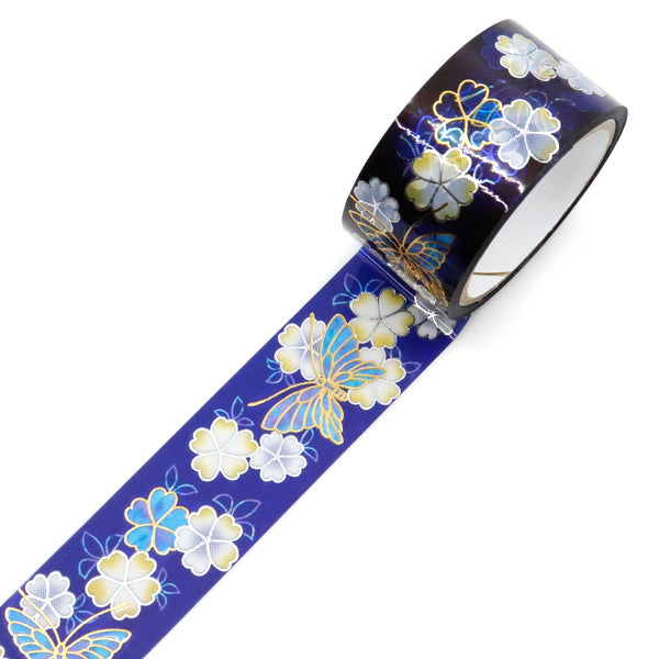 Kamiiso 20mm Clear Tape Traditional Japanese Beauty - Raden Butterfly and Cherry Blossom (Pack of 10) | papermindstationery.com
