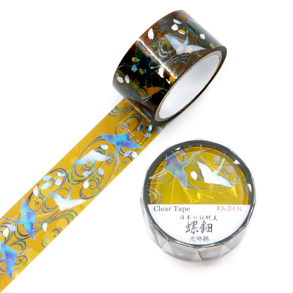 Kamiiso 20mm Clear Tape Traditional Japanese Beauty - Raden by Korin Tsuru (Pack of 10) | papermindstationery.com