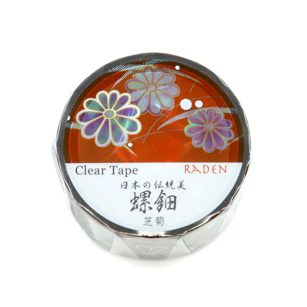 Kamiiso 20mm Clear Tape Traditional Japanese Beauty - Raden Shibagiku (Chrysanthemum) (Pack of 10) | papermindstationery.com