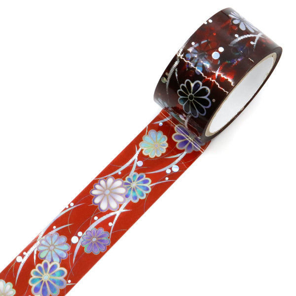 Kamiiso 20mm Clear Tape Traditional Japanese Beauty - Raden Shibagiku (Chrysanthemum) (Pack of 10) | papermindstationery.com