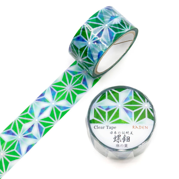 Kamiiso 20mm Clear Tape Traditional Japanese Beauty - Raden Hemp Leaf (Pack of 10) | papermindstationery.com