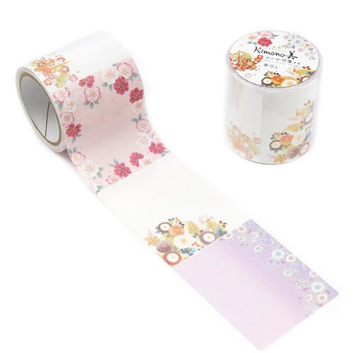 Kimono Beauty Roll Sticky Notes - Hanazukushi (Flower Collection) Gold Foil Gradation - 4 Designs (Pack of 10) | papermindstationery.com