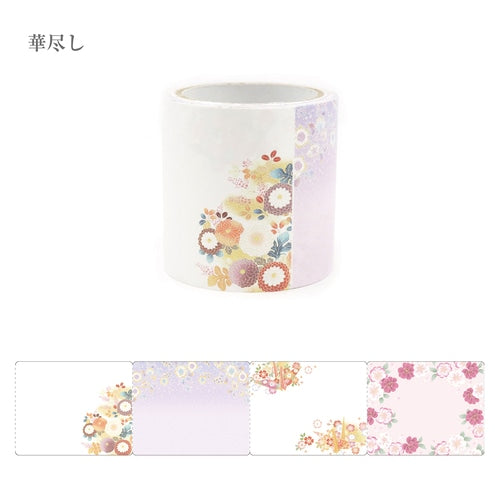 Kimono Beauty Roll Sticky Notes - Hanazukushi (Flower Collection) Gold Foil Gradation - 4 Designs (Pack of 10) | papermindstationery.com