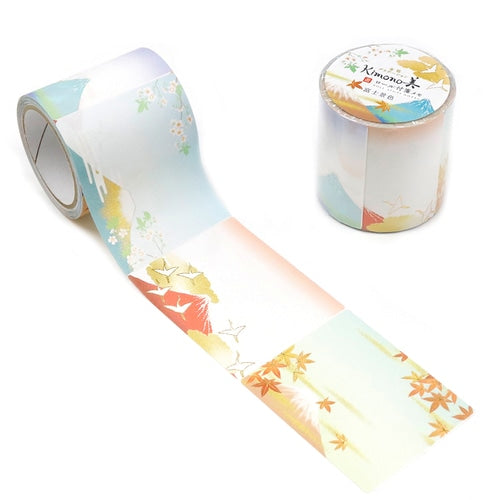 Kimono Beauty Roll Sticky Notes - Fuji Landscape (Fujigeshiki) Gold Foil Gradient (Pack of 10) | papermindstationery.com