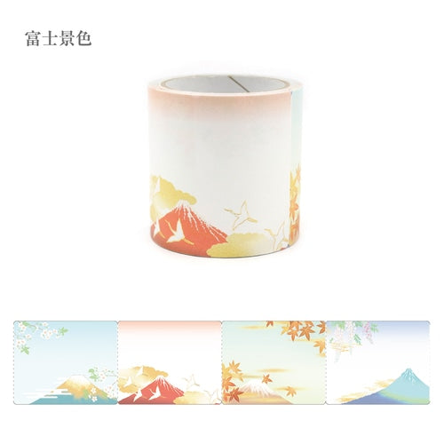 Kimono Beauty Roll Sticky Notes - Fuji Landscape (Fujigeshiki) Gold Foil Gradient (Pack of 10) | papermindstationery.com