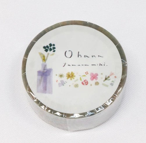 Kamiiso Miki Tamura Clear Tape - Ohana Flower, 15mm x 3m roll