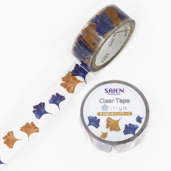 Kamiiso SAIEN Clear Tape - Ariane GERARD x SAIEN: Ginkgo, 15mm x 3m, Tearable by Hand