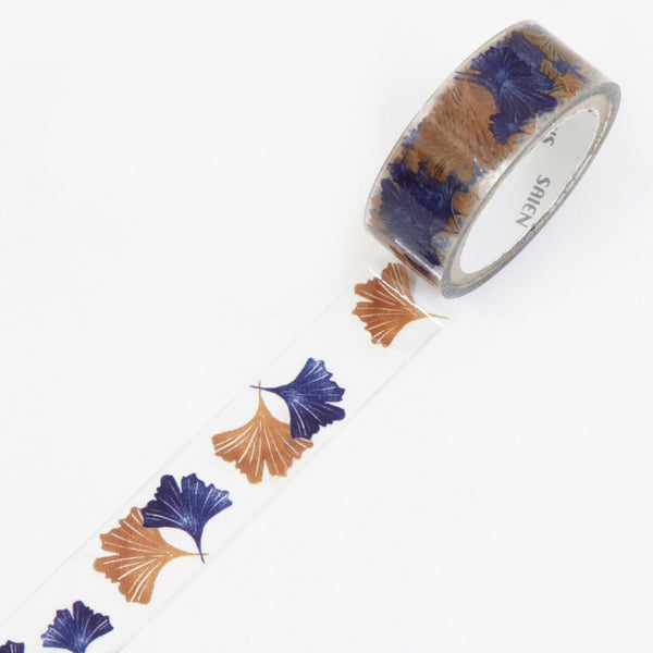Kamiiso SAIEN Clear Tape - Ariane GERARD x SAIEN: Ginkgo, 15mm x 3m, Tearable by Hand