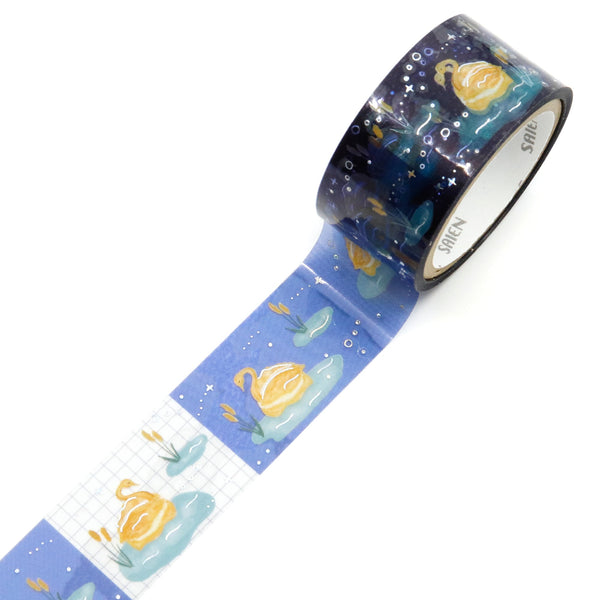 Kamiiso Saien 20mm Twinkle Clear Tape - Swan Shoe on the Water's Edge (Pack of 10) | papermindstationery.com