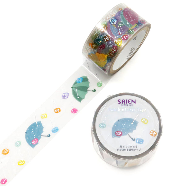 Kamiiso Saien 20mm Twinkle Clear Tape - Rain and Candy (Pack of 10) | papermindstationery.com