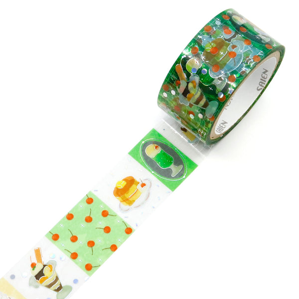 Kamiiso Saien 20mm Twinkle Clear Tape - Café Cherry (Pack of 10) | papermindstationery.com