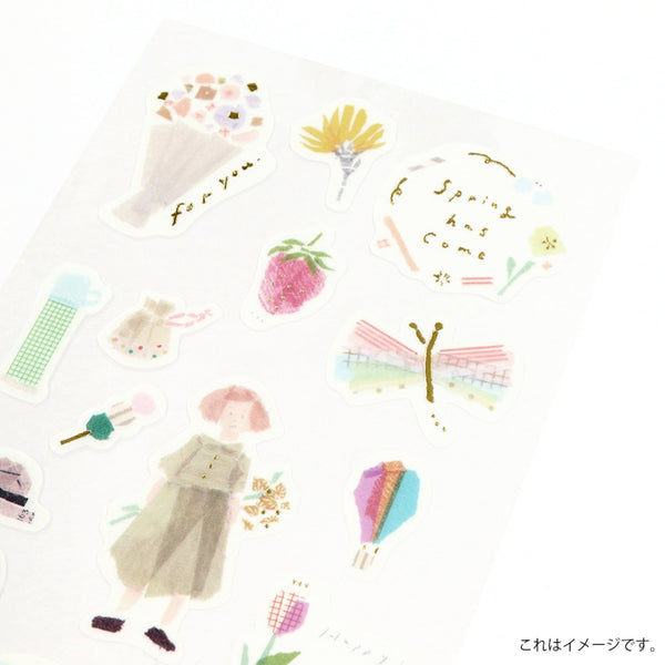 Kamiiso Miki Tamura Masking Stickers - Spring, Gold Foil (Pack of 10) | papermindstationery.com