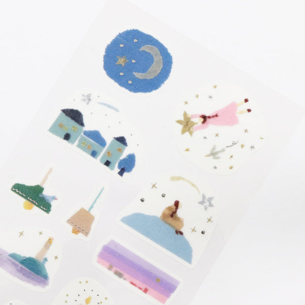 Kamiiso Miki Tamura Masking Stickers - Akari (Light), Silver Foil (Pack of 10) | papermindstationery.com
