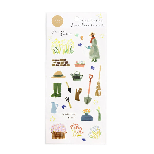 Kamiiso Miki Tamura Masking Stickers - Gardentime (Pack of 10) | papermindstationery.com