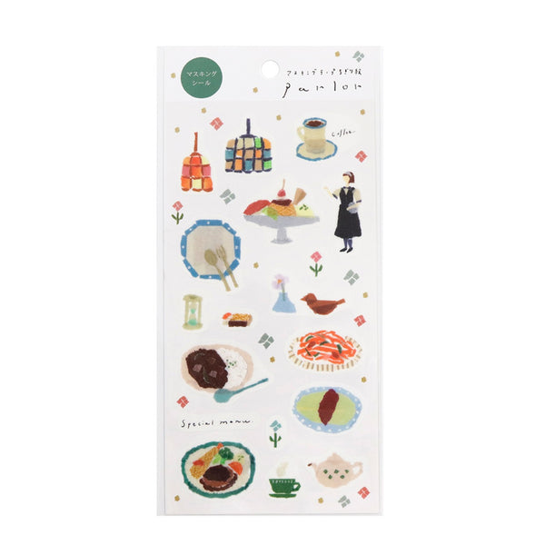 Kamiiso Miki Tamura Masking Stickers - Parlor (Pack of 10) | papermindstationery.com
